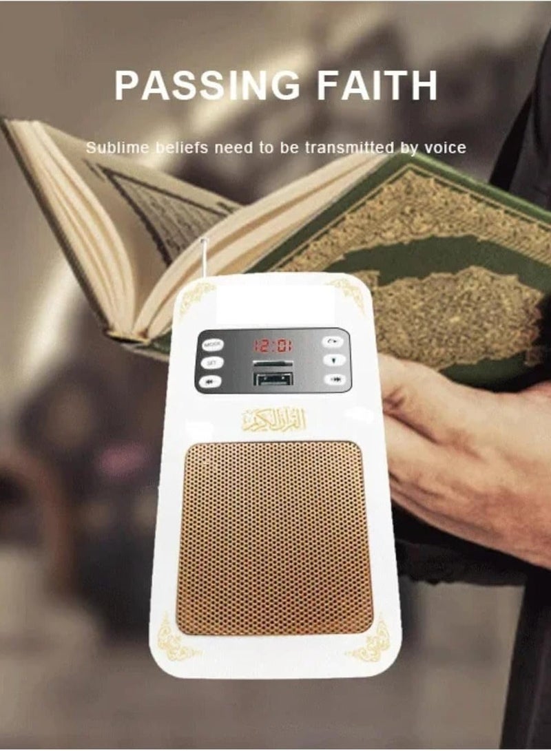 سماعة قرآن كريم ذكية تُثبّت على الحائط مع جهاز تحكم عن بعد - سماعة قرآن كريم مثبتة على الحائط مع إضاءة LED، وتوقيت الأذان، والترجمة، ودعم بلوتوث، وUSB، وبطاقة SD - Image 5